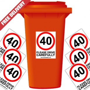 40 mph Please Drive Carefully Speed Reduction Wheelie Bin Stickers